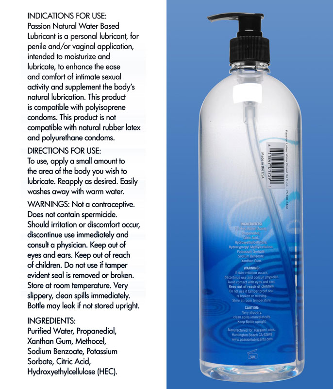Passion Natural Water-Based Lubricant - 34 oz - Image 2