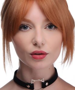 Kinky Kitty Ring Slim Choker - Black