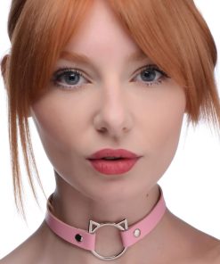 Kinky Kitty Ring Slim Choker - Pink
