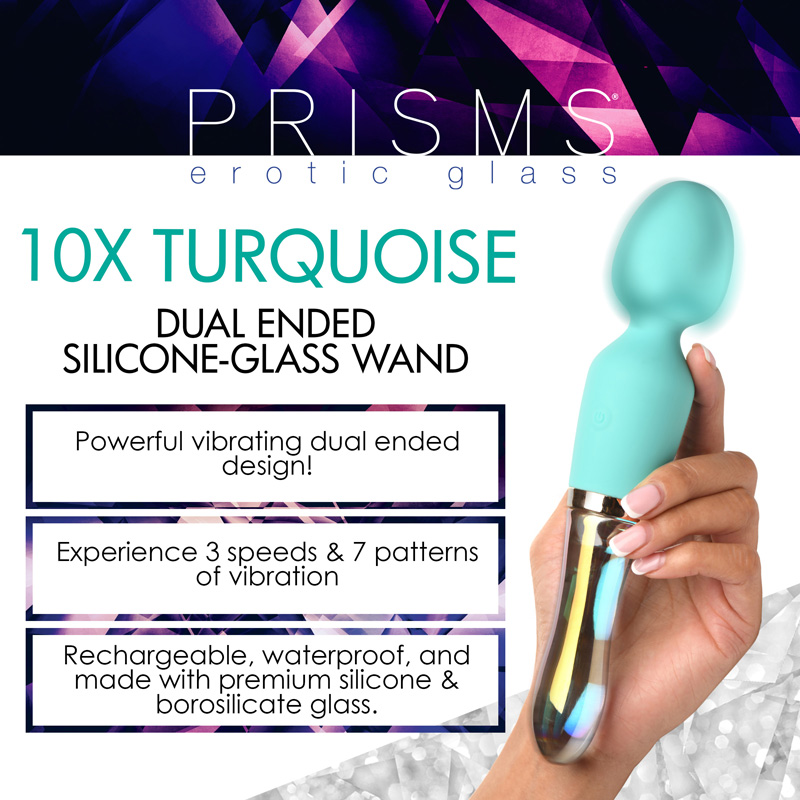 10X Turquoise Dual Ended Silicone and Glass Wand - Image 2