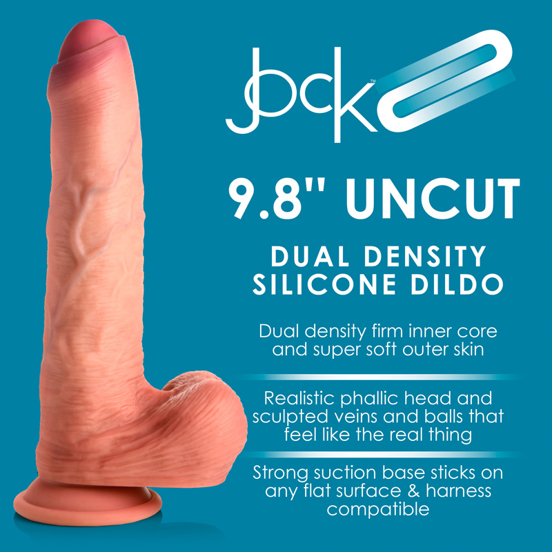 9.8 Inch Dual Density Uncut Dildo with Balls - Image 2