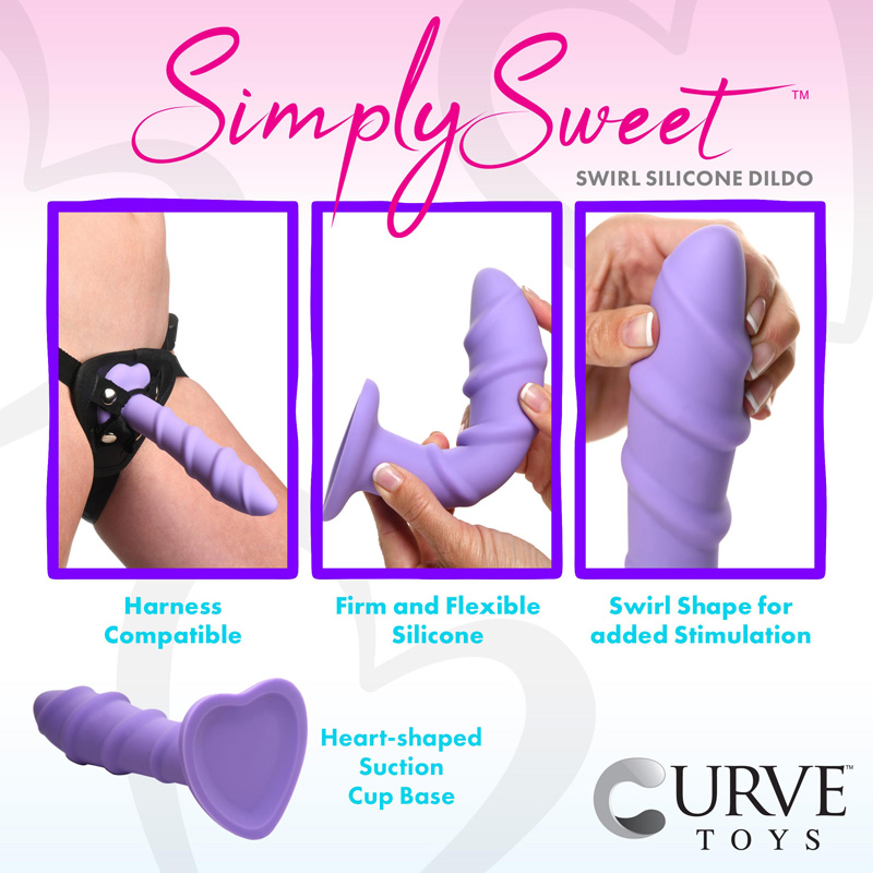 Swirl Silicone Purple Dildo - Image 2