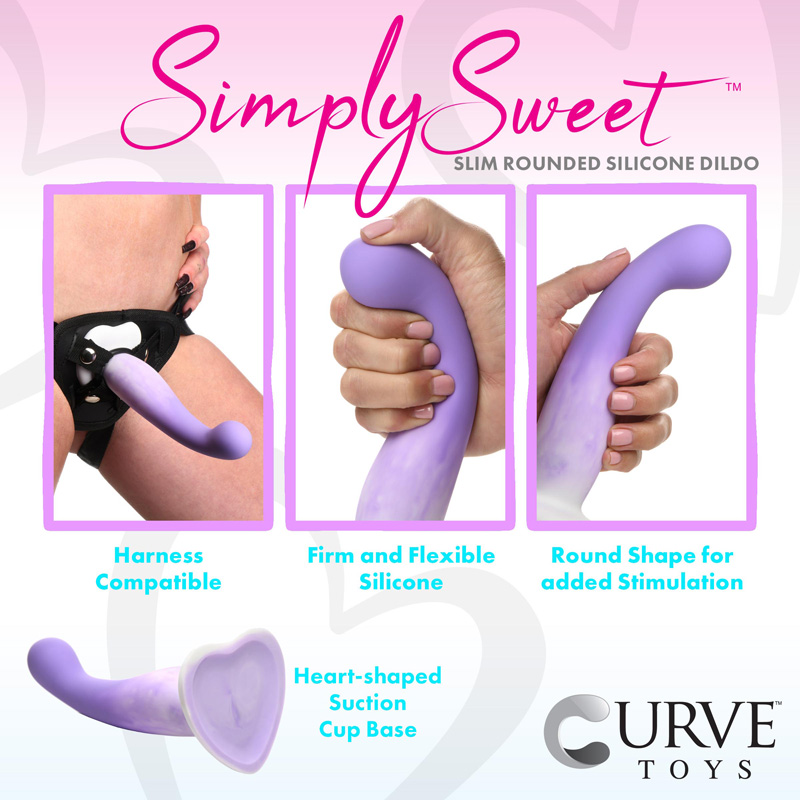 Slim G-Spot Silicone Purple and White Dildo - Image 2