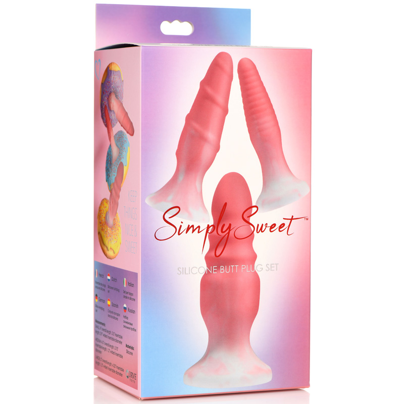 3 Piece Silicone Butt Plug Set - Pink - Image 12