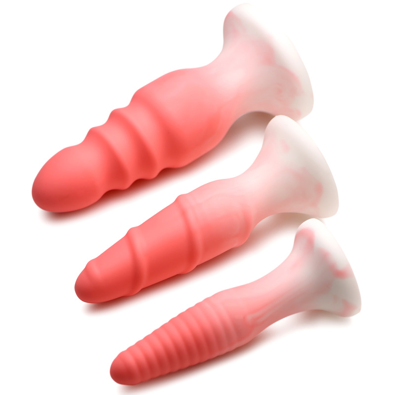3 Piece Silicone Butt Plug Set - Pink - Image 11