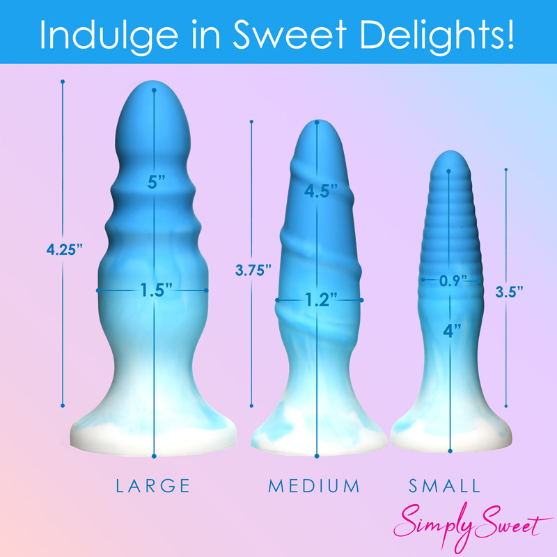 3 Piece Silicone Butt Plug Set - Blue - Image 4