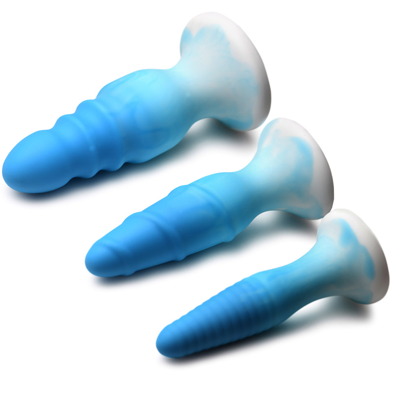 3 Piece Silicone Butt Plug Set - Blue - Image 11