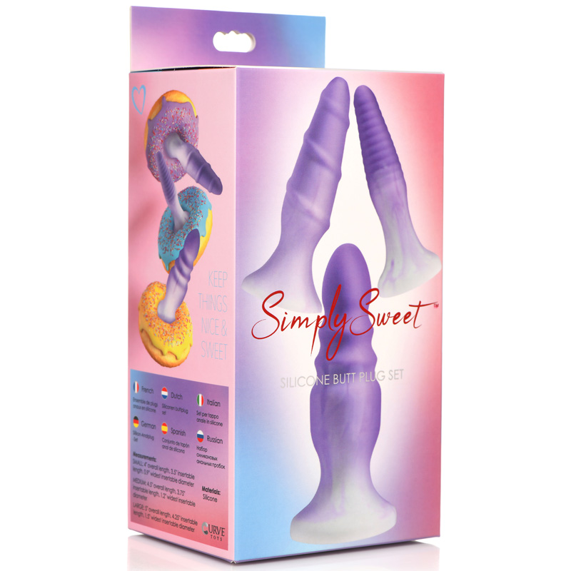 3 Piece Silicone Butt Plug Set - Purple - Image 12