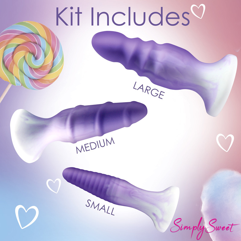 3 Piece Silicone Butt Plug Set - Purple - Image 8