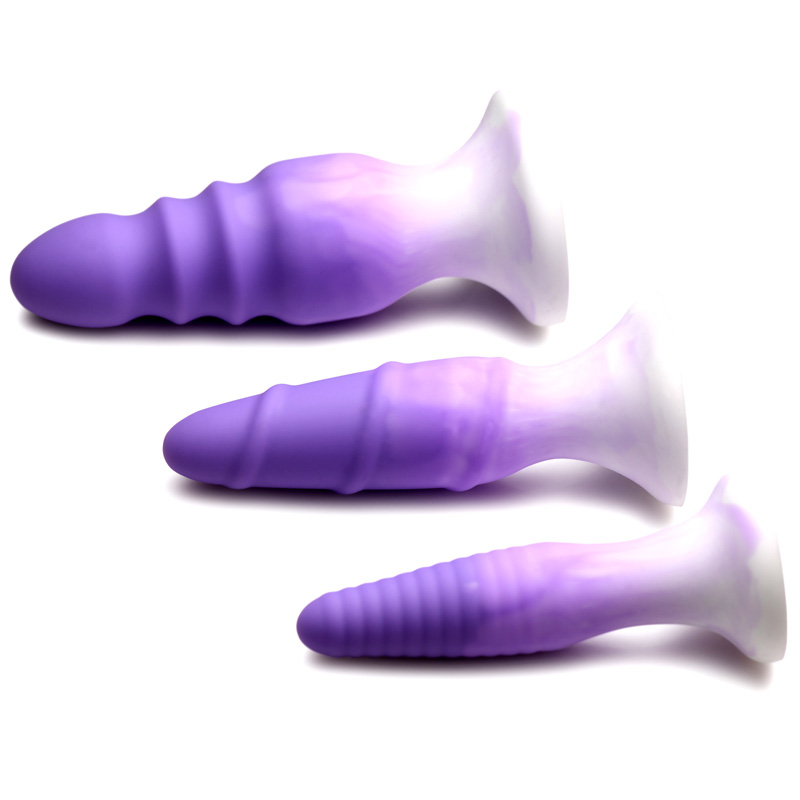 3 Piece Silicone Butt Plug Set - Purple - Image 11