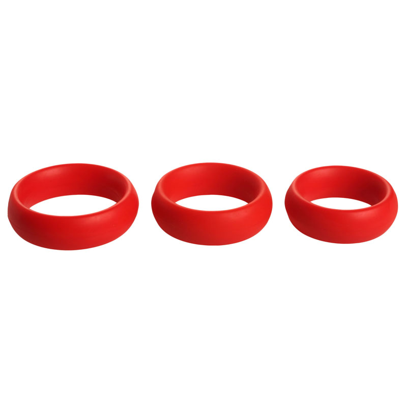3 Piece Silicone Cock Ring Set - Red - Image 2