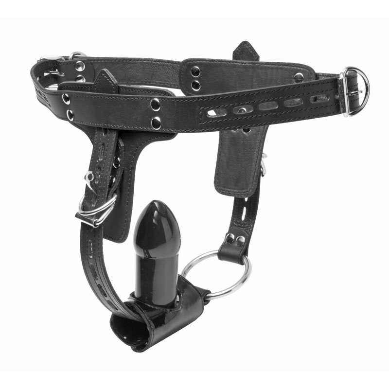 Premium Locking Leather Cock Ring and Anal Plug Harness - Image 5