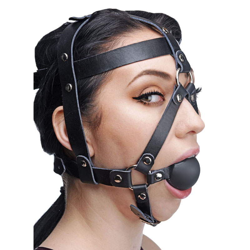 Leather Head Harness with Ball Gag - Image 2