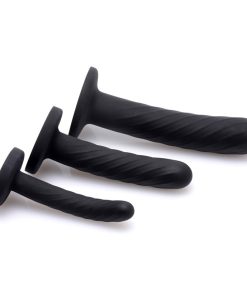 Trinity Strap-On Silicone 3 Piece Dildo Set - Black
