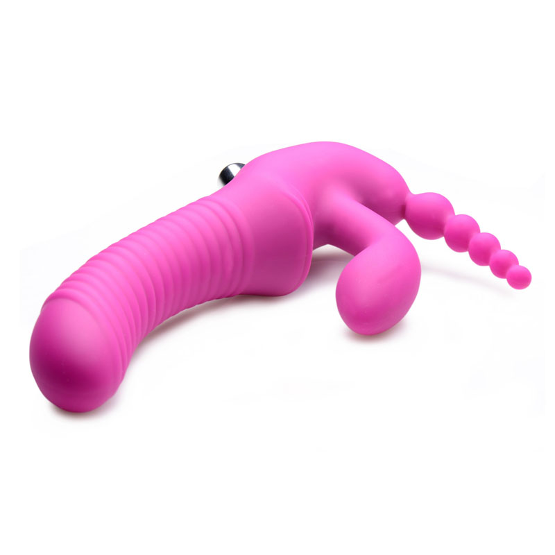 Regal Rider Vibrating Silicone Strapless Strap On Triple G Dildo - Image 5