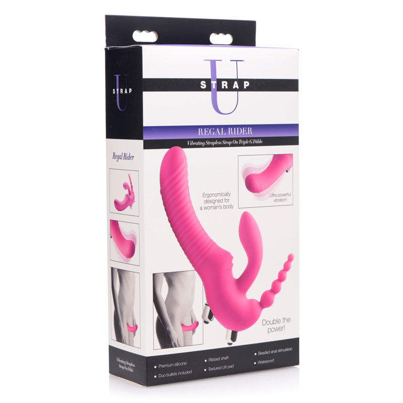 Regal Rider Vibrating Silicone Strapless Strap On Triple G Dildo - Image 6