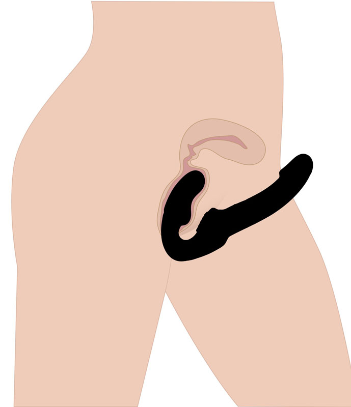 Evoke Rechargeable Vibrating Silicone Strapless Strap On - Black - Image 6