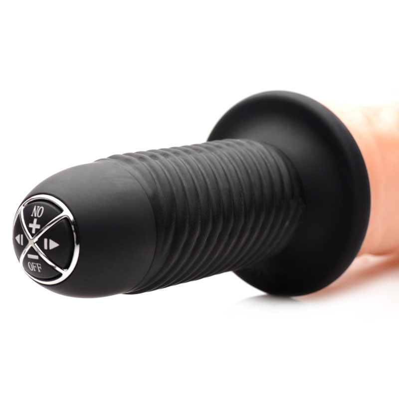 The Curved Dicktator 13 Mode Vibrating Giant Dildo Thruster - Flesh - Image 3