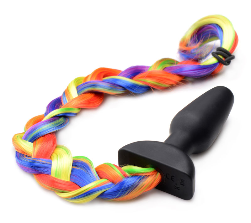 Remote Control Vibrating Rainbow Pony Tail Anal Plug - Image 6