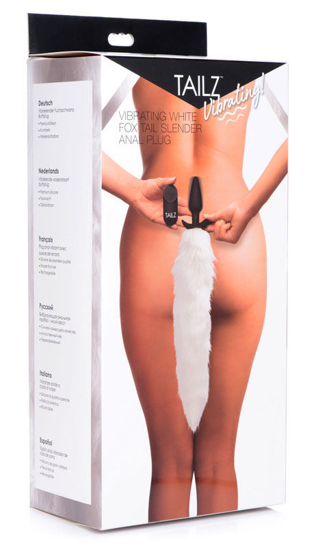 Vibrating White Fox Tail Slender Anal Plug - Image 6