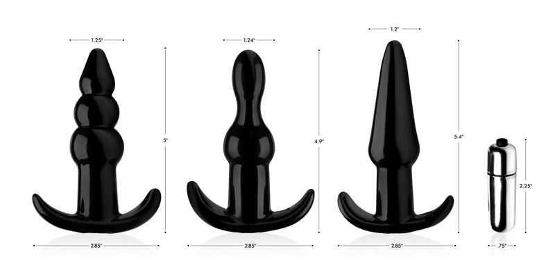 Thrill Trio Anal Plug Set - Black - Image 4
