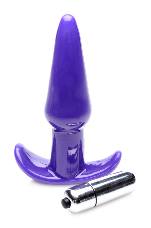 Smooth Vibrating Anal Plug - Purple - Image 2