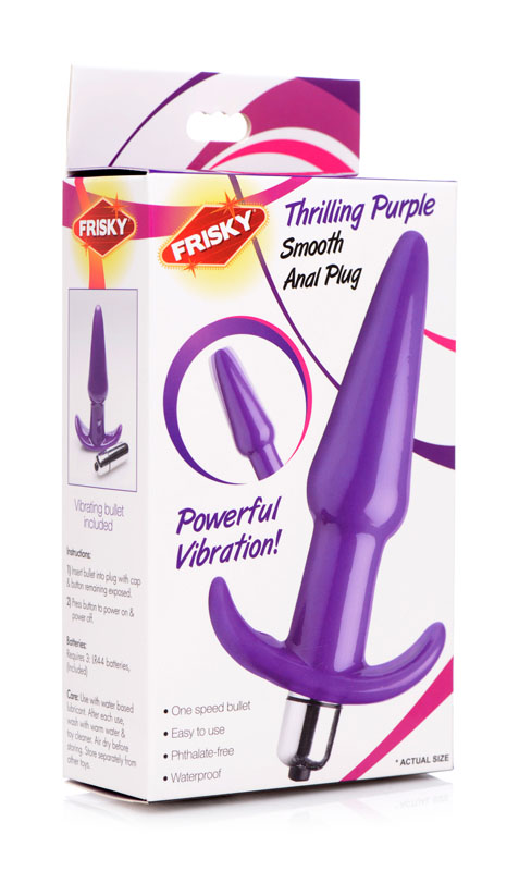 Smooth Vibrating Anal Plug - Purple - Image 5