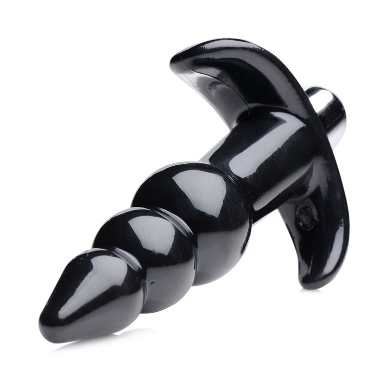 Ribbed Vibrating Butt Plug - Black - Image 5