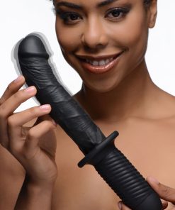 The Large Realistic 10X Silicone Vibrator with Handle
