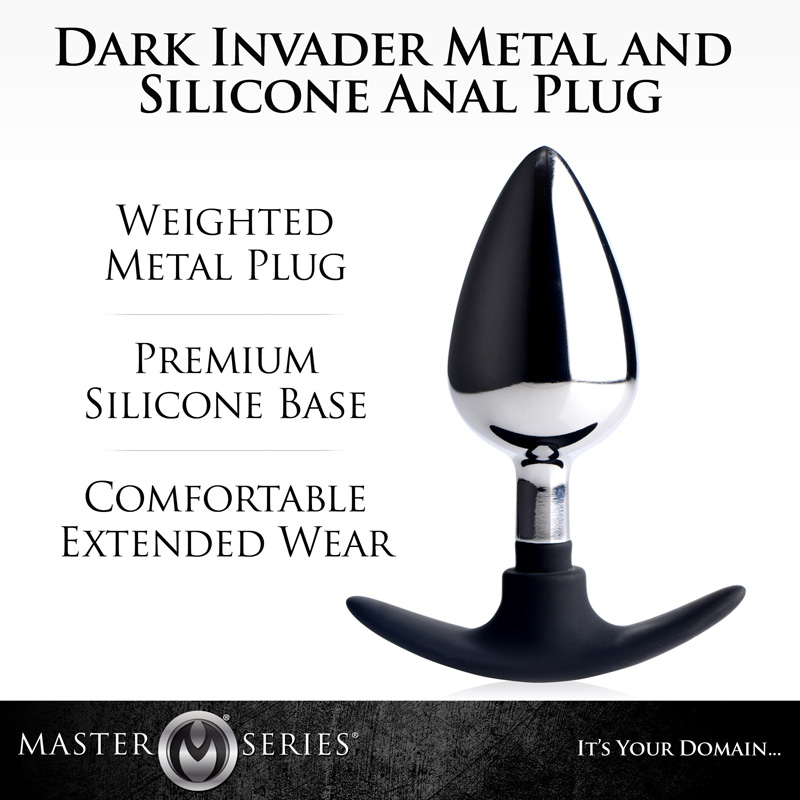 Dark Invader Metal and Silicone Anal Plug - Large - Image 2
