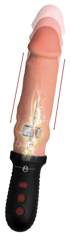 8X Auto Pounder Vibrating and Thrusting Dildo with Handle - Beige - Image 2