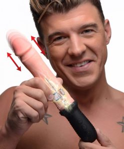 8X Auto Pounder Vibrating and Thrusting Dildo with Handle - Beige