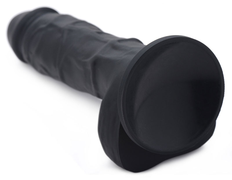 Power Pecker 7 Inch Silicone Dildo with Balls - Black - Image 3