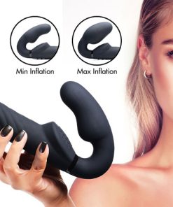 Ergo-Fit Twist Inflatable Vibrating Silicone Strapless Strap-on - Black
