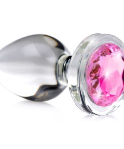 Pink Gem Glass Anal Plug - Small