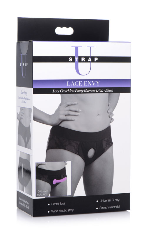 Lace Envy Black Crotchless Panty Harness - L-XL - Image 6
