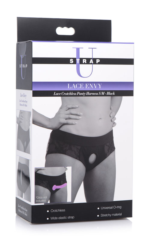 Lace Envy Black Crotchless Panty Harness - S-M - Image 6