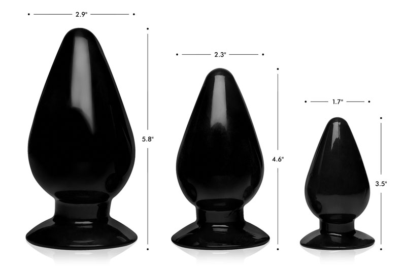 Triple Cones 3 Piece Anal Plug Set - Black - Image 3