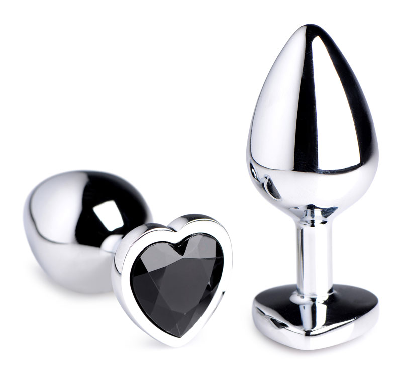 Black Heart Gem Anal Plug - Medium - Image 2