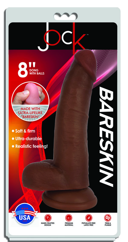 Jock Dark Bareskin Dildo with Balls - 8 Inch - Image 4