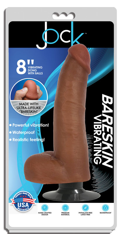 Jock Dark Bareskin Vibrating Dildo with Balls - 8 Inch - Image 4