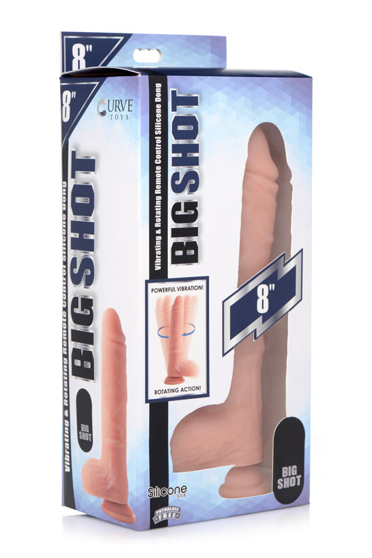 Vibrating and Rotating Remote Control Silicone Dildo with Balls - 8 Inch - Image 4