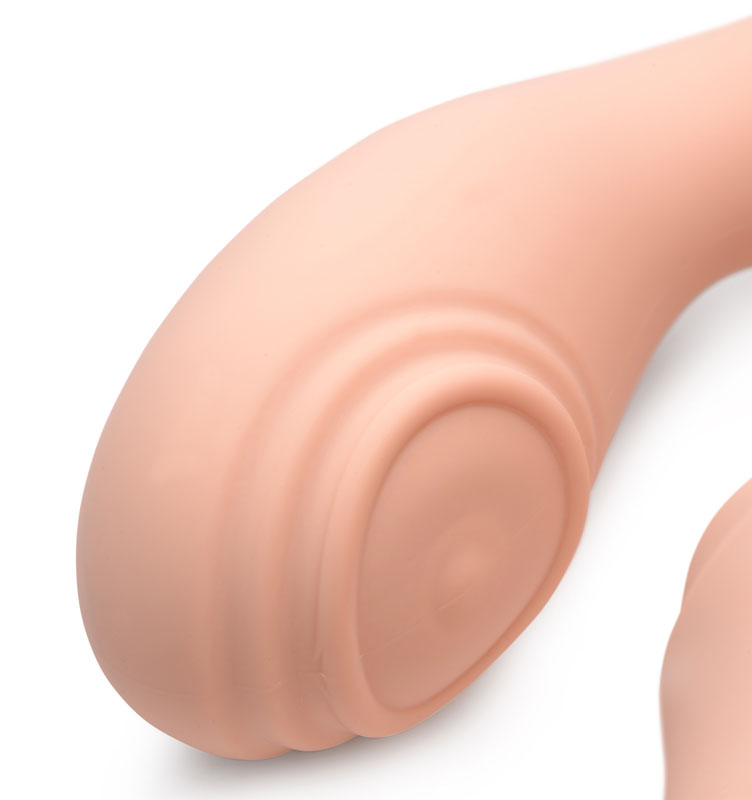 15X U-Pulse Silicone Pulsating and Vibrating Strapless Strap-on with Remote - Blush - Image 5