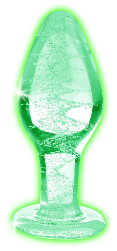 Glow-In-The-Dark Glass Anal Plug - Large - Image 2