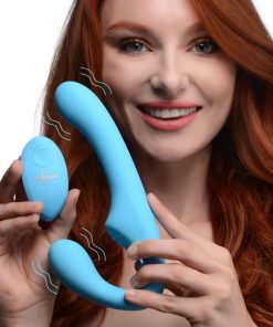 10X Vibrating Silicone Strapless Strap-on - Blue