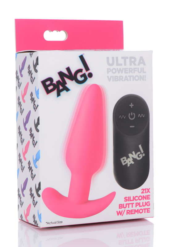 Remote Control 21X Vibrating Silicone Butt Plug - Pink - Image 8