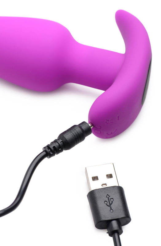 Remote Control 21X Vibrating Silicone Butt Plug - Purple - Image 6
