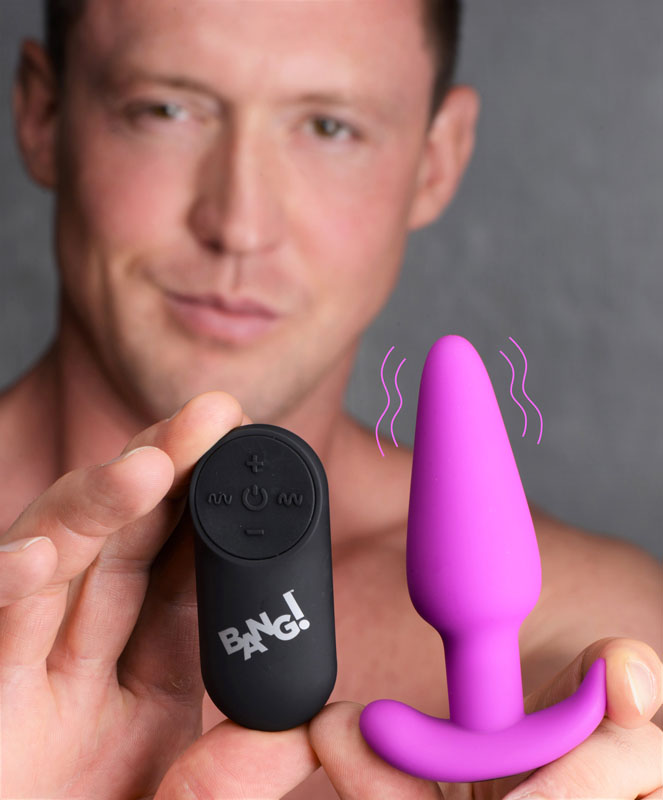 Remote Control 21X Vibrating Silicone Butt Plug - Purple - Image 2