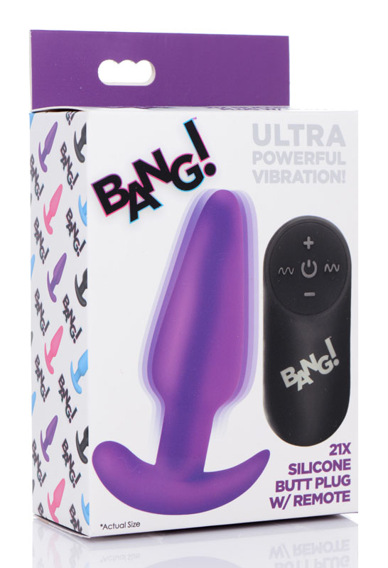 Remote Control 21X Vibrating Silicone Butt Plug - Purple - Image 8