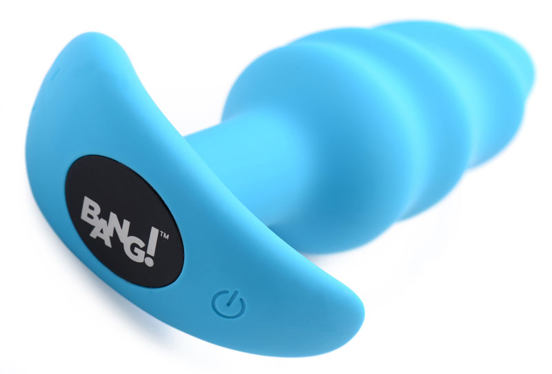 Remote Control 21X Vibrating Silicone Swirl Butt Plug - Blue - Image 5
